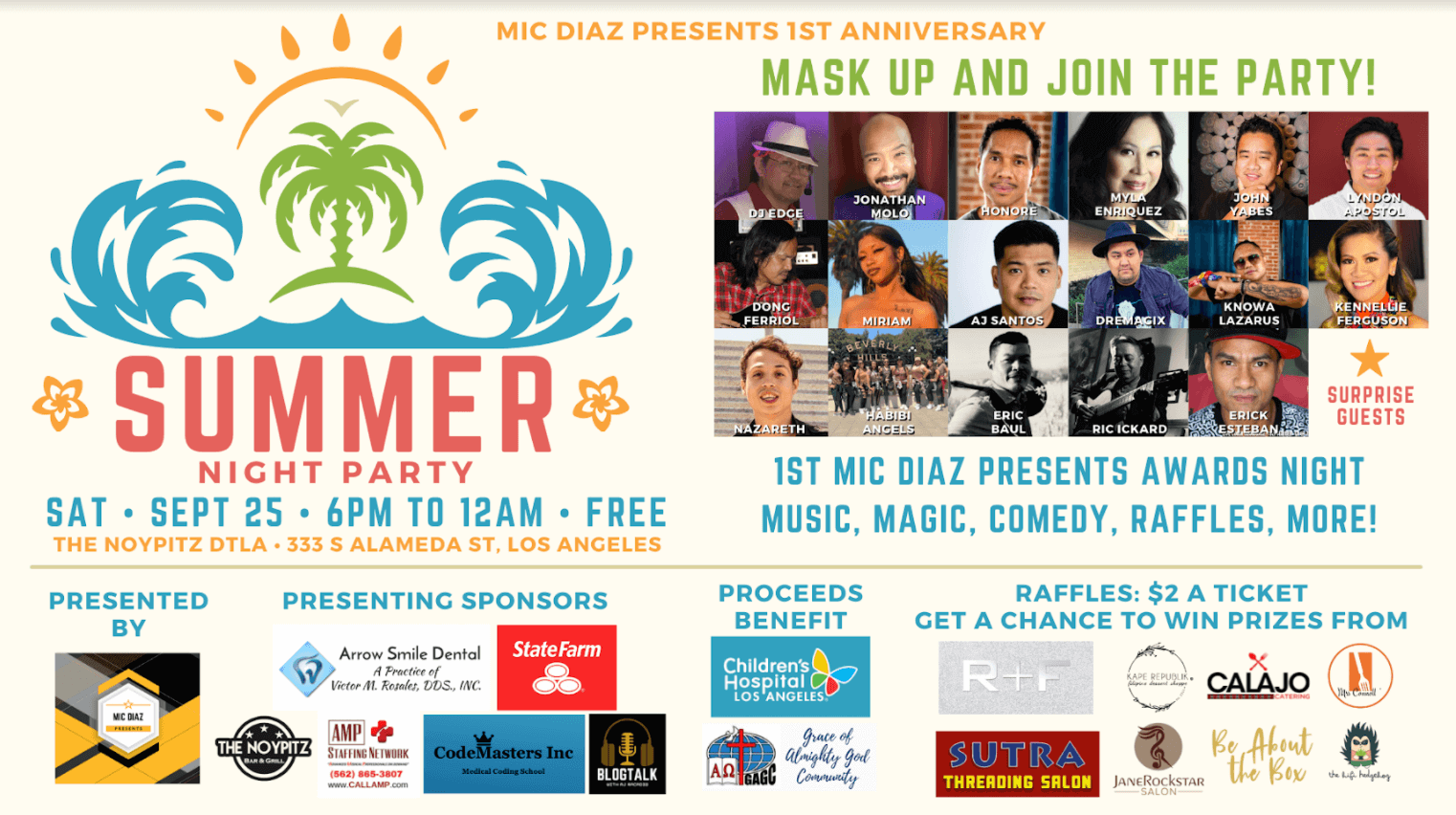 Read more about the article Mic Diaz Presents Celebrates 1st Anniversary with an awards-concert fundraising show to benefit Children’s Hospital of Los Angeles to be held at Noypitz downtown, Los Angeles on Sept. 25